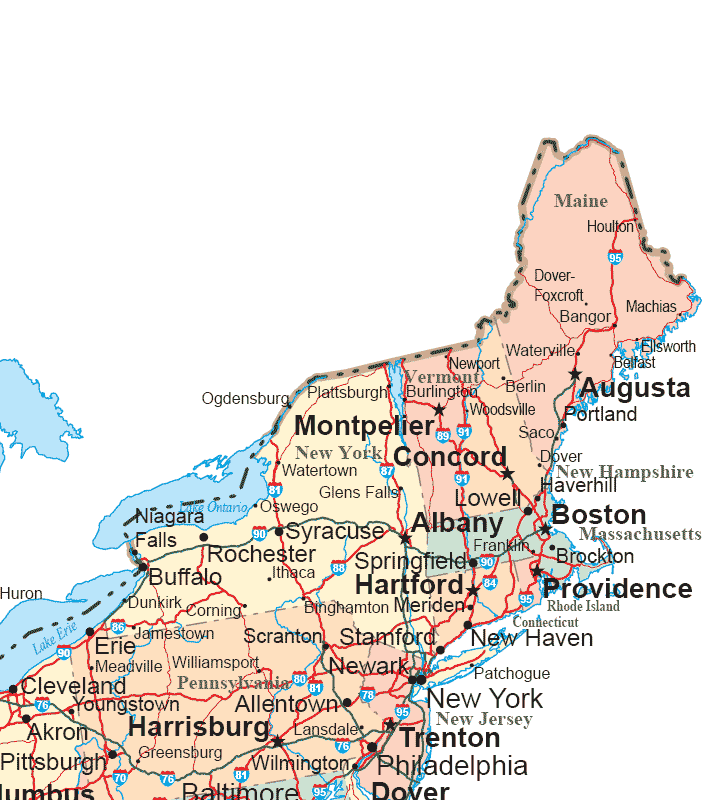 Map Of Northeast Usa With States And Cities, Northeastern States, Map Of Northeast Usa With States And Cities