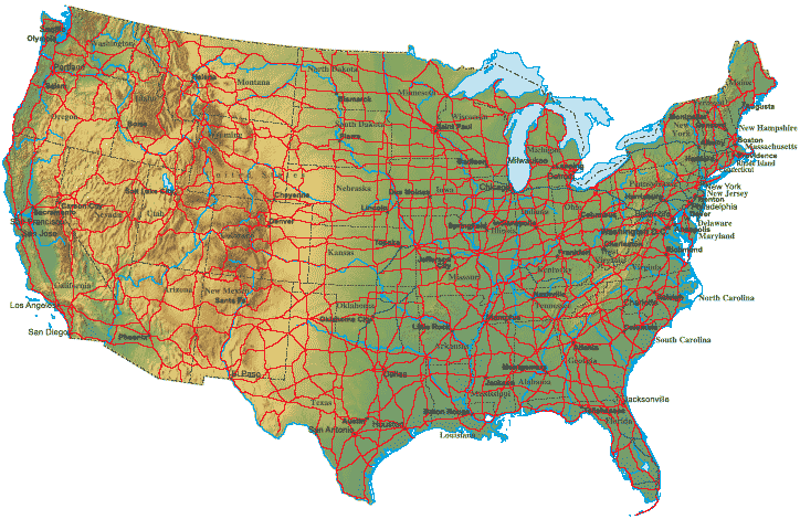 The Map Of Usa States. usa terrain map