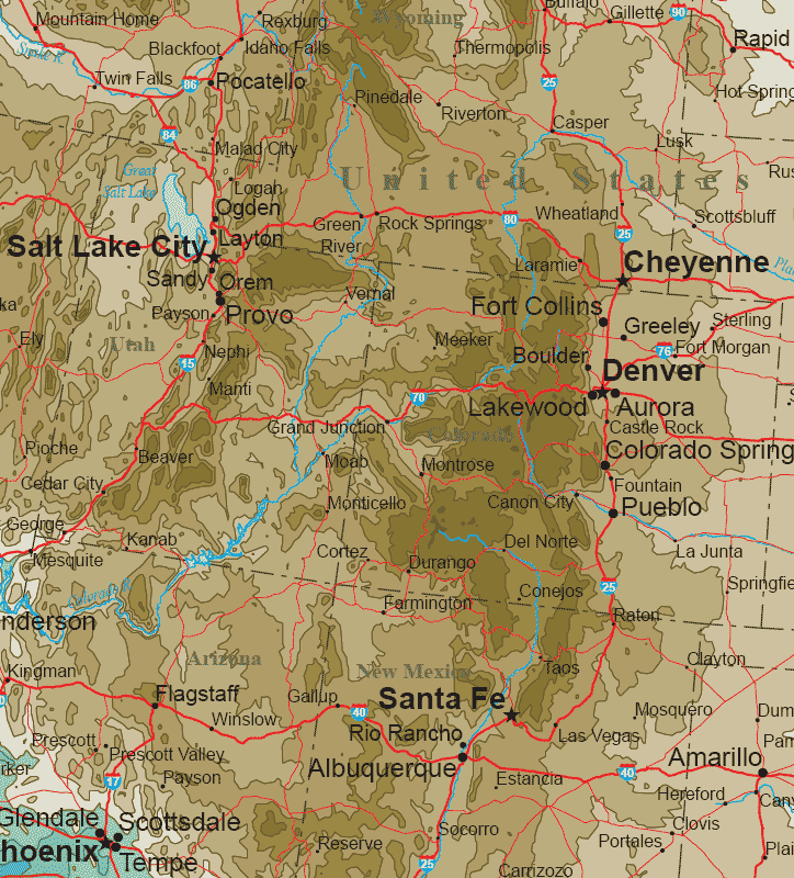 topographical map of colorado. map includes Colorado,