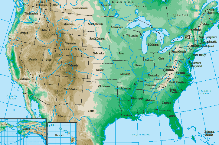 United States Map Topo