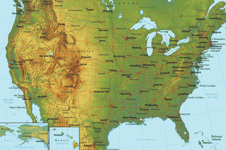 Usa Map Terrain