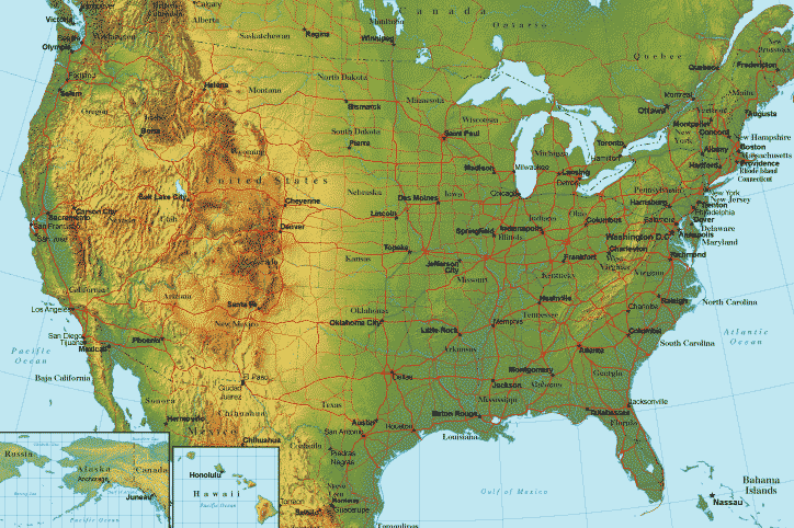 Us Map Terrain