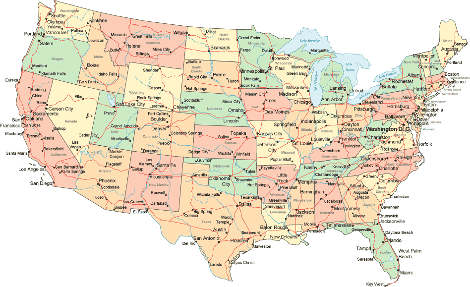 map-of-continental-united-states-lower-48-states