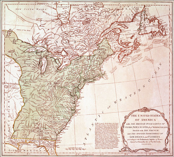 1783 united states map - treaty of paris