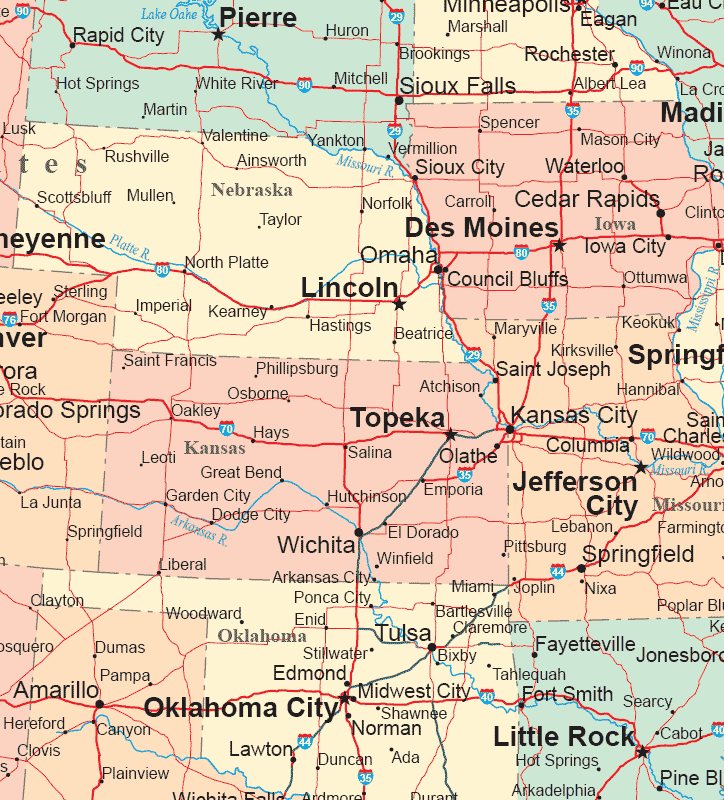 printable driving map of midwest