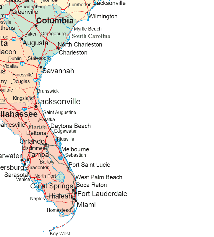 georgia east coast map Southeastern States Road Map georgia east coast map