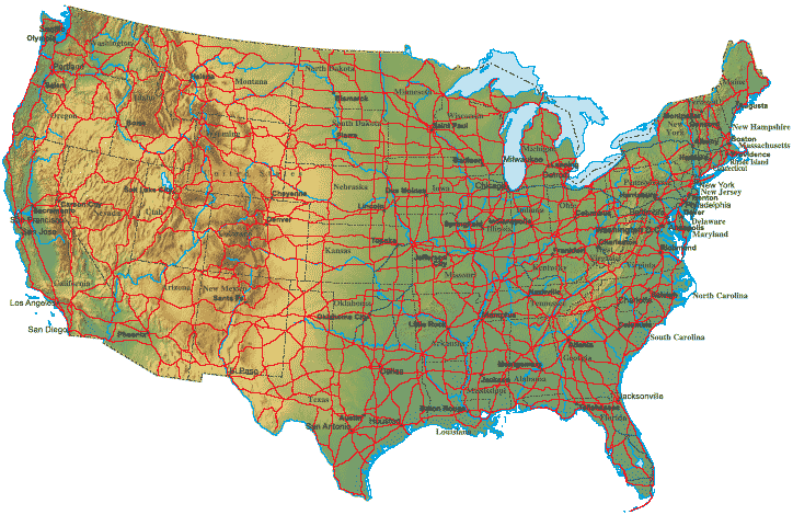 USA Terrain Map