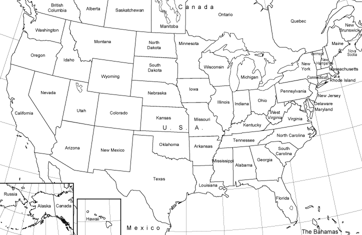 black and white united states map